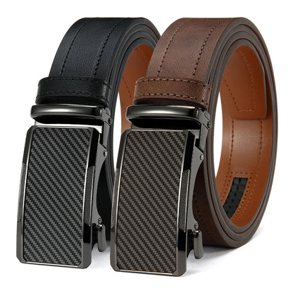 New Business Leisure Men's Alloy Square Buckle Belt Men's Luxury Designer High Quality Leather Cowboy Belt Multi Color