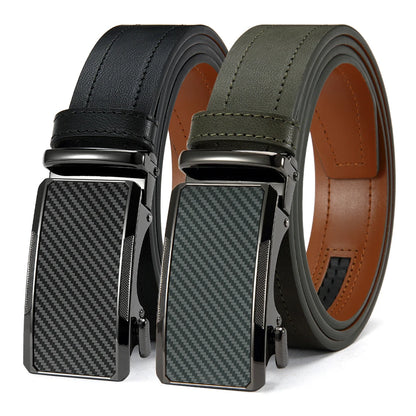 New Business Leisure Men's Alloy Square Buckle Belt Men's Luxury Designer High Quality Leather Cowboy Belt Multi Color