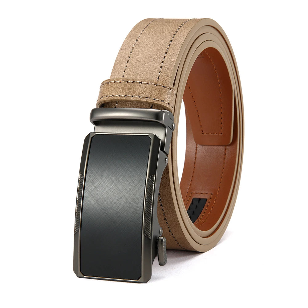 New Business Leisure Men's Alloy Square Buckle Belt Men's Luxury Designer High Quality Leather Cowboy Belt Multi Color