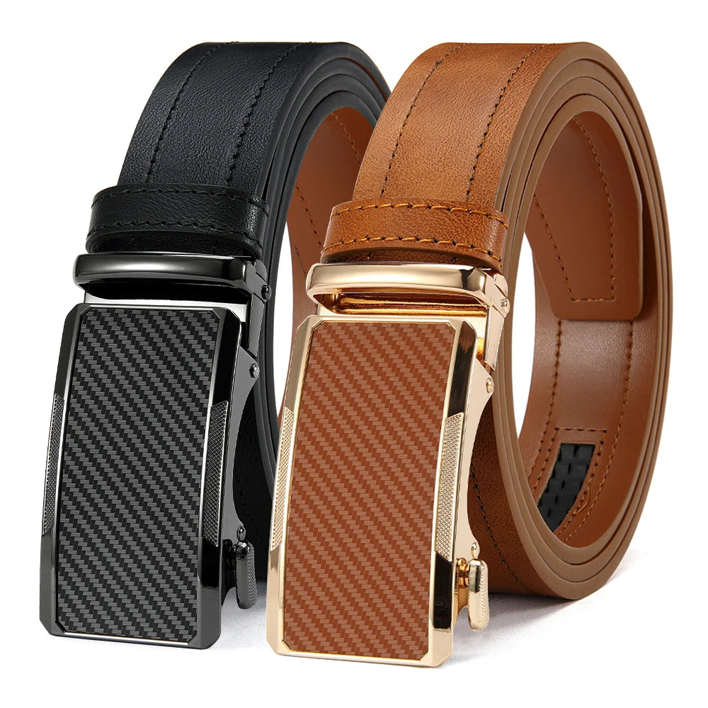 New Business Leisure Men's Alloy Square Buckle Belt Men's Luxury Designer High Quality Leather Cowboy Belt Multi Color
