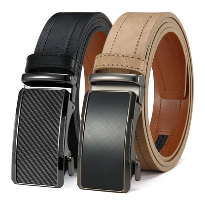 New Business Leisure Men's Alloy Square Buckle Belt Men's Luxury Designer High Quality Leather Cowboy Belt Multi Color